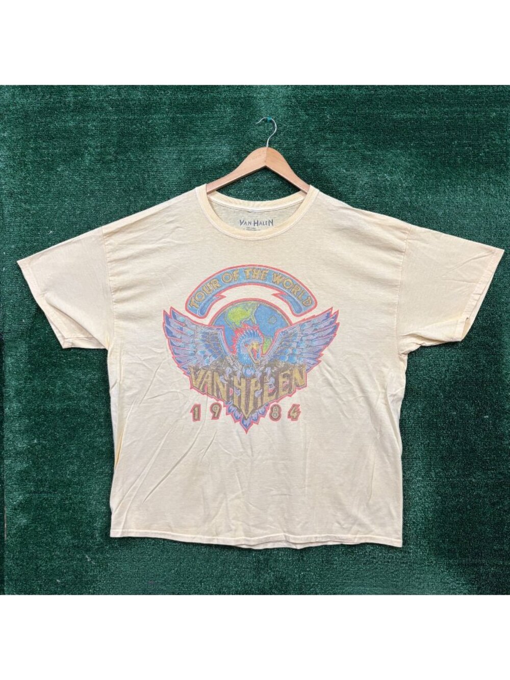 Van Halen Tour of The World 1984 Rock Band Oversized T-Shirt Size L/XL